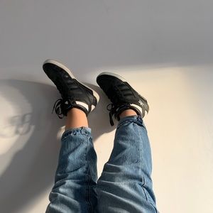 adidas black and white High Tops in a size 5 1/5US